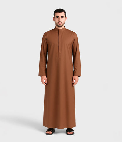 Brown Kuwaiti Kandura for Men – Front View