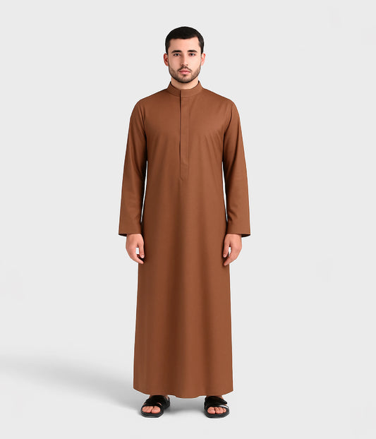 Brown Kuwaiti Kandura for Men – Front View
