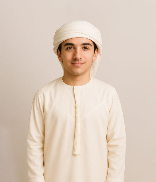 Cream Youth Arabic Kandura Emirati thobe for boys UAE