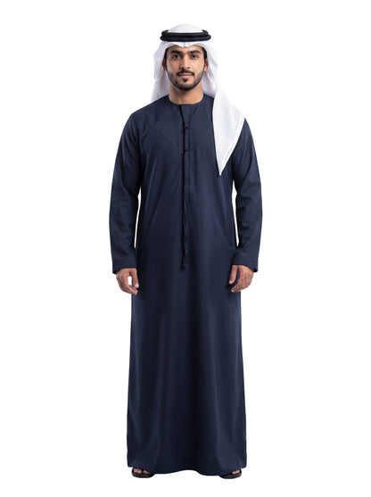 Dark Blue Emirati Thobe - Reda 1865 Valdilana Exclusive Super 150's Fabric made In Italy 100% Wool