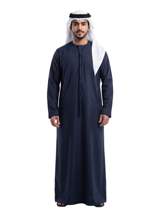 Dark Blue Emirati Thobe - Reda 1865 Valdilana Exclusive Super 150's Fabric made In Italy 100% Wool
