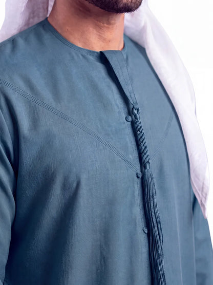 Dark Slate Blue Emirati Thobe - Reda 1865 Valdilana Exclusive Super 150's Fabric made In Italy 100% Wool