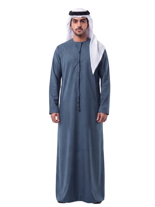 Dark Slate Blue Emirati Thobe - Reda 1865 Valdilana Exclusive Super 150's Fabric made In Italy 100% Wool