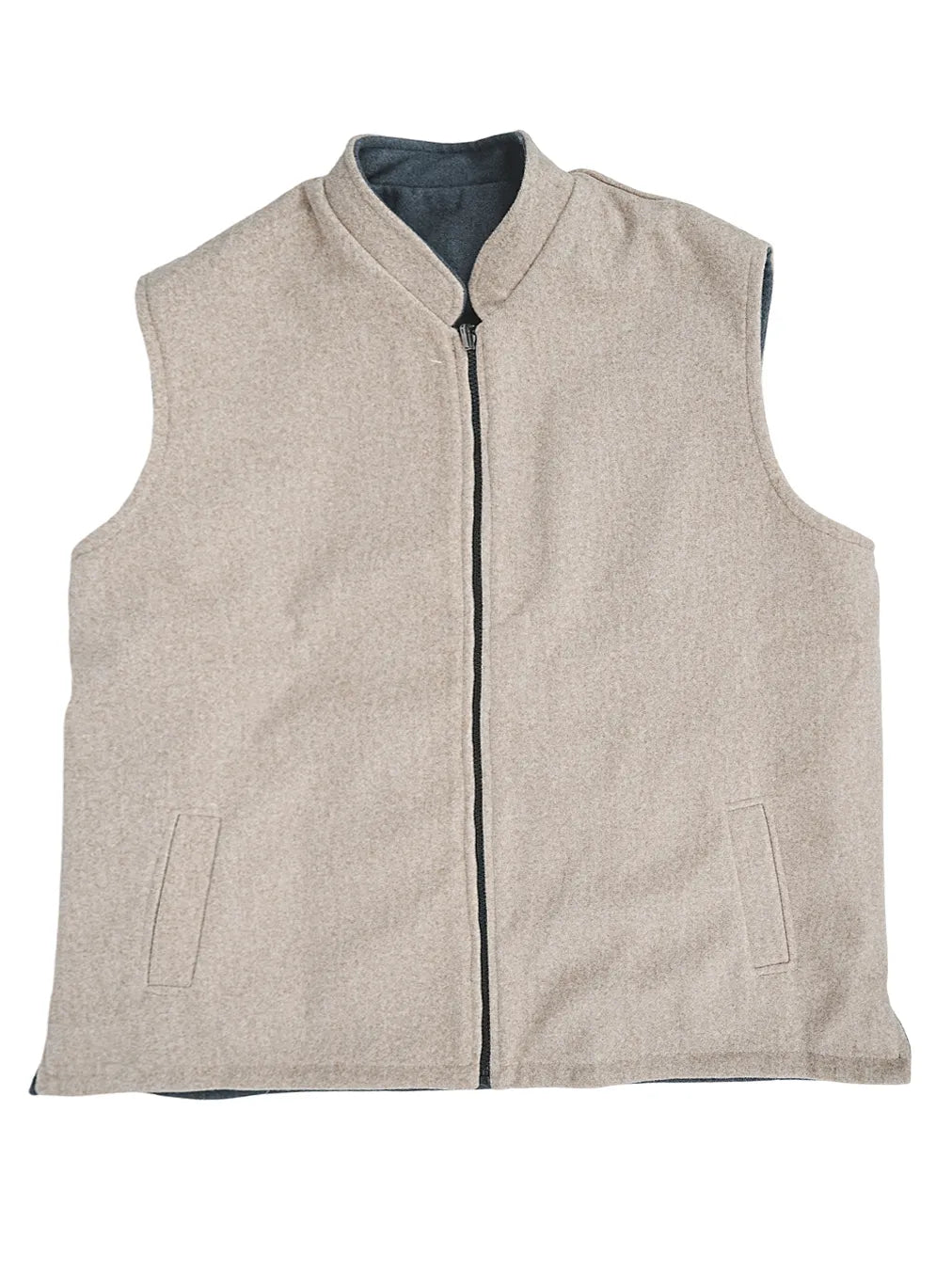 LEGANT BEIGE SLEEVELESS JACKET WITH ZIP