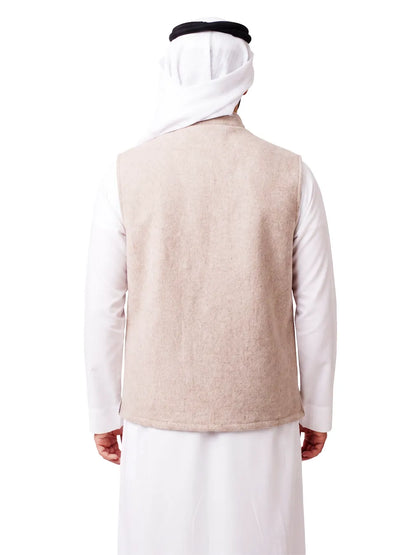 LEGANT BEIGE SLEEVELESS JACKET WITH ZIP