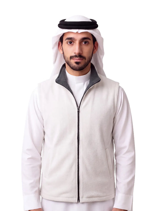ELEGANT IVORY SLEEVELESS JACKET WITH ZIP