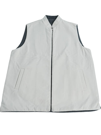 ELEGANT IVORY SLEEVELESS JACKET WITH ZIP