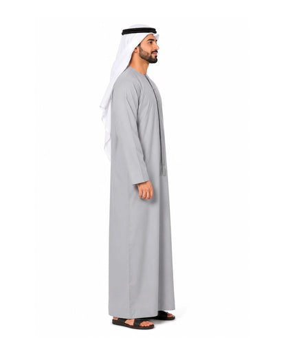 Premium Light Grey Emirati Kandura for Men | Traditional UAE Thobe with Modern Elegance