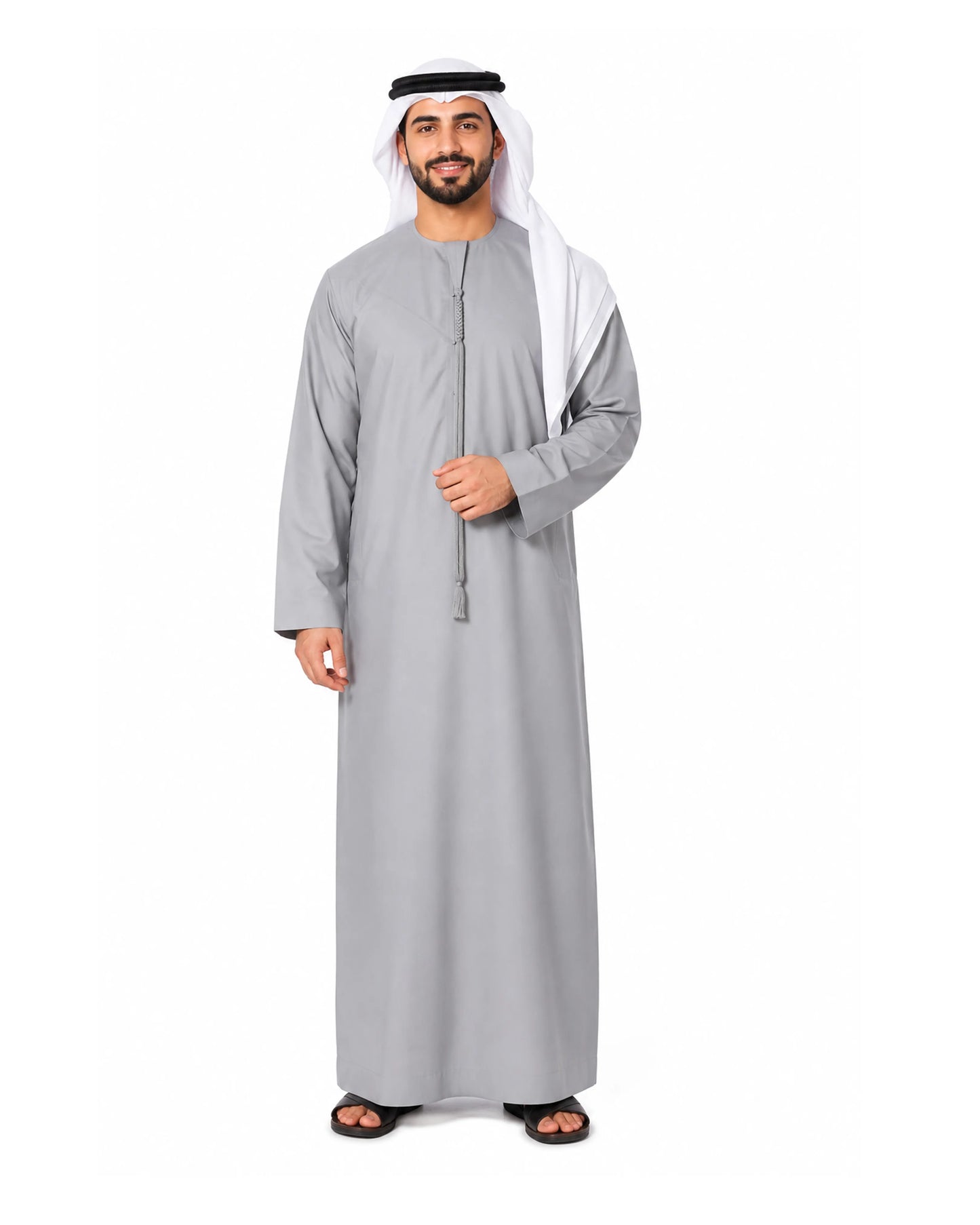 Premium Light Grey Emirati Kandura for Men | Traditional UAE Thobe with Modern Elegance