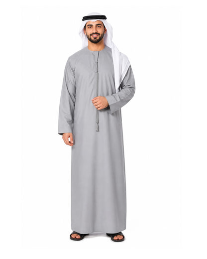 Premium Light Grey Emirati Kandura for Men | Traditional UAE Thobe with Modern Elegance