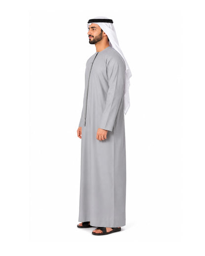 Premium Light Grey Emirati Kandura for Men | Traditional UAE Thobe with Modern Elegance
