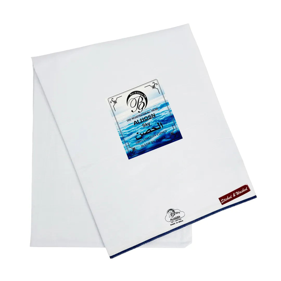 Al Hosn Sky White Wuzar – Elegant Border Line Collection UAE