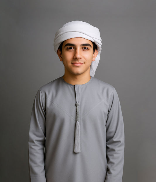 Grey Youth Arabic Kandura Emirati thobe for boys UAE