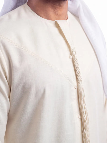 Ivory Cream Emirati Thobe - Reda 1865 Valdilana Exclusive Super 150's Fabric made In Italy 100% Wool