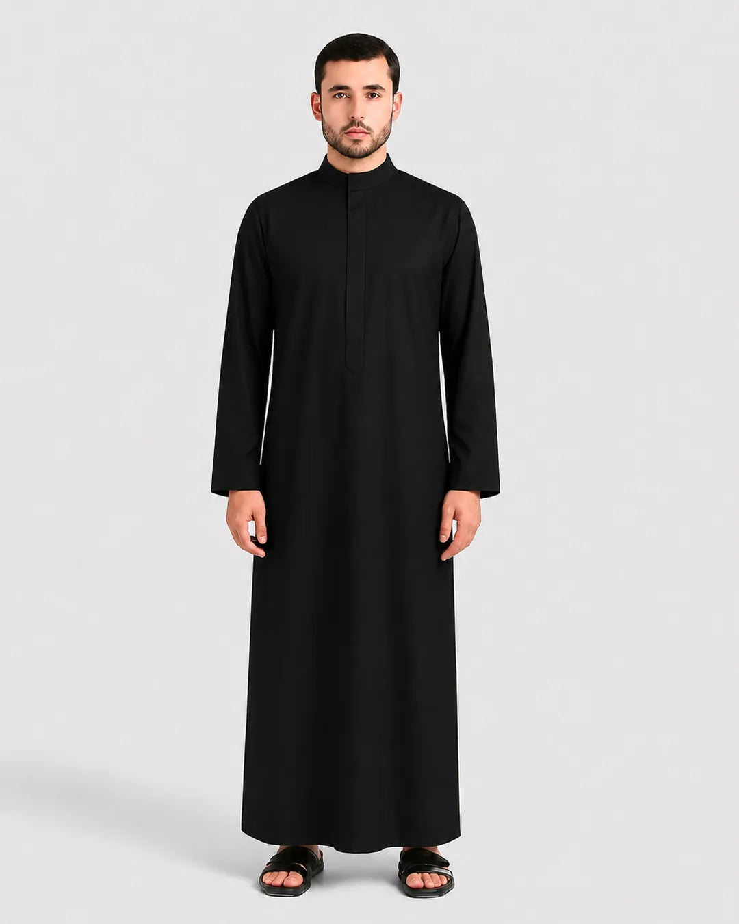 Modern Kuwaiti Kandura – Black with a Minimalist Finish