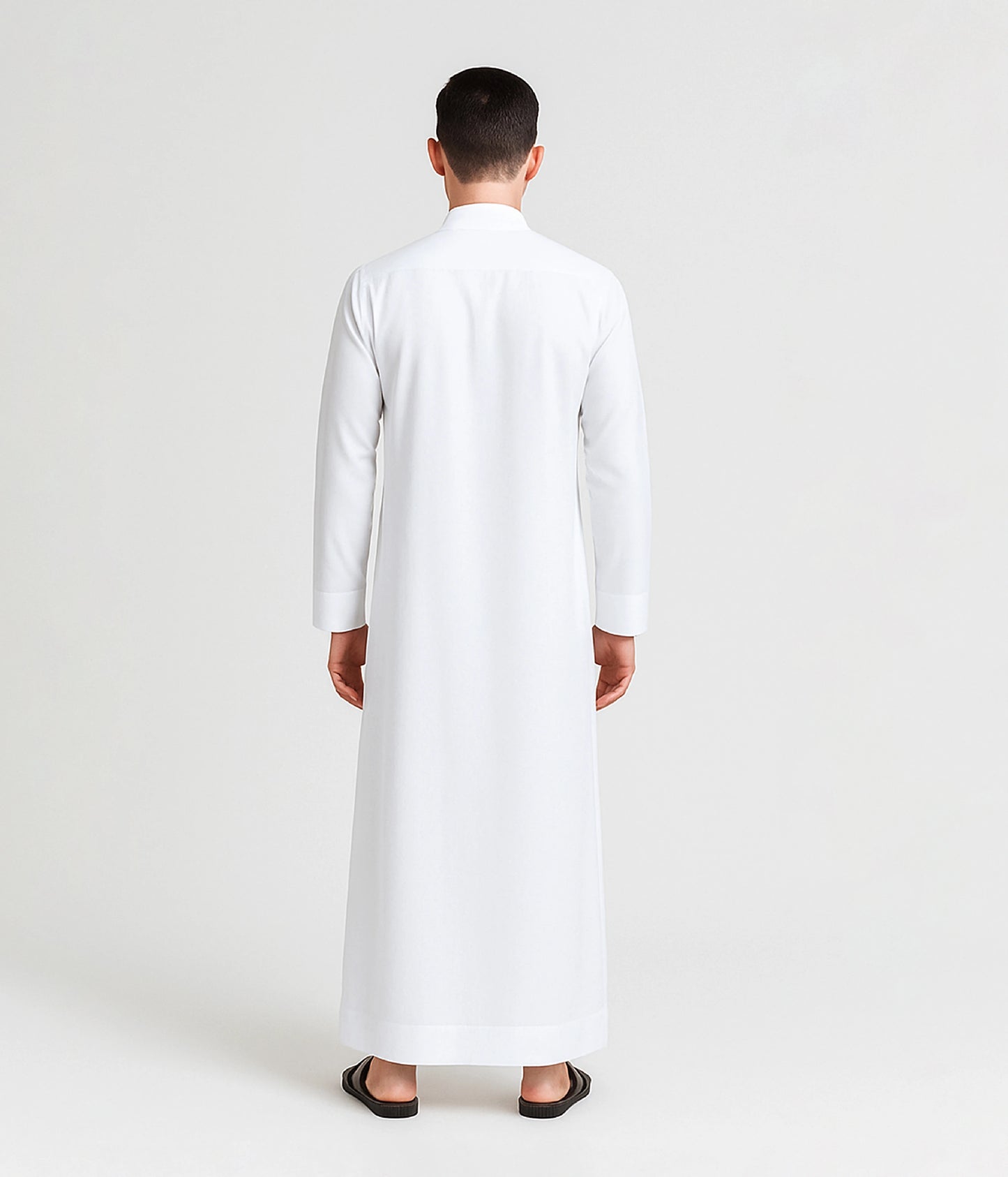 Traditional white kandura with clean neckline