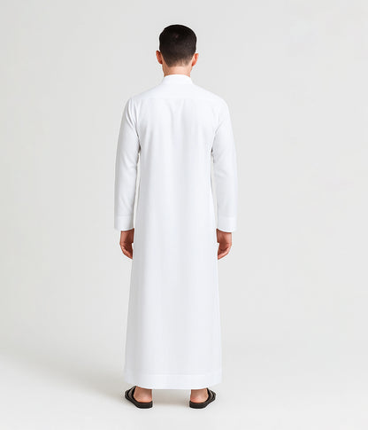 Traditional white kandura with clean neckline