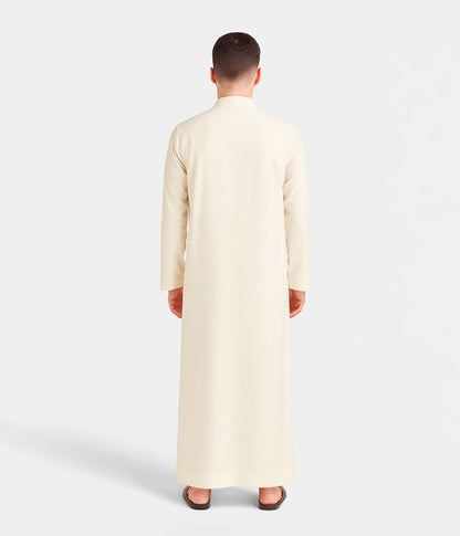 Back design of cream Emirati kandura for men