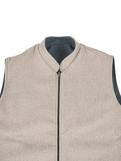 LEGANT BEIGE SLEEVELESS JACKET WITH ZIP