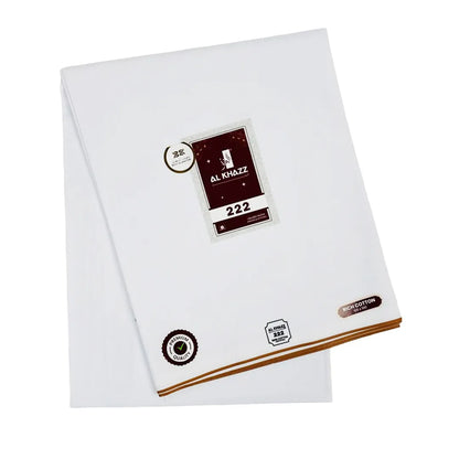 Al Khazz 222 White Wuzar with Color Border Collection – Premium Cotton Wear-UAE