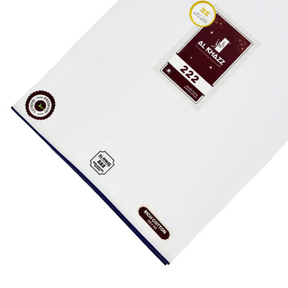Al Khazz 222 White Wuzar with Color Border Collection – Premium Cotton Wear-UAE