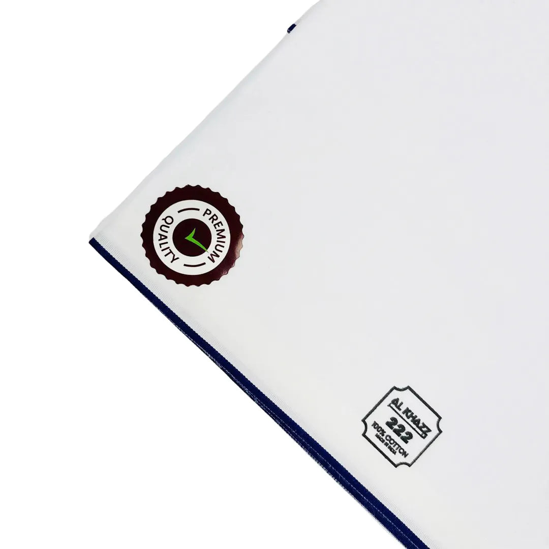 Al Khazz 222 White Wuzar with Color Border Collection – Premium Cotton Wear-UAE