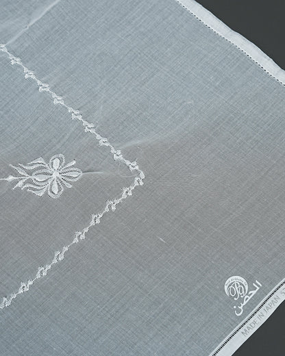Al Hosn-Handcrafted White Embroidered Ghutra – Premium Arabic Headscarf for Men