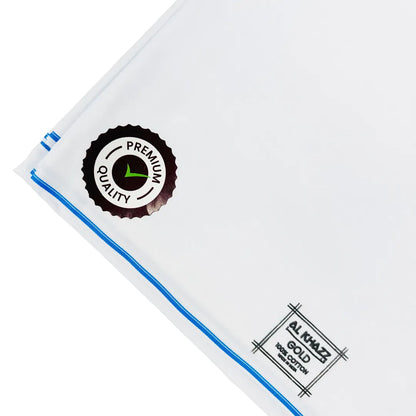 AL KHAZZ GOLD Classic White Wuzar with Signature Borders Premium Cotton UAE Style