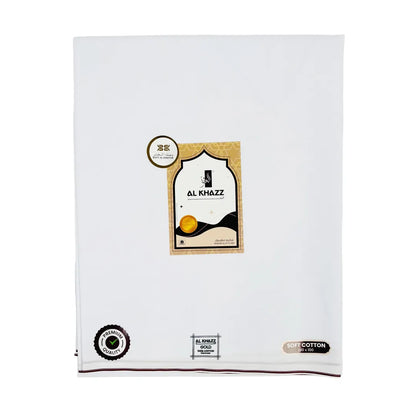 AL KHAZZ GOLD Classic White Wuzar with Signature Borders Premium Cotton UAE Style