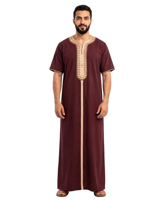 Al Khazz Classic Maroon Jalabiya for the Modern Gentleman