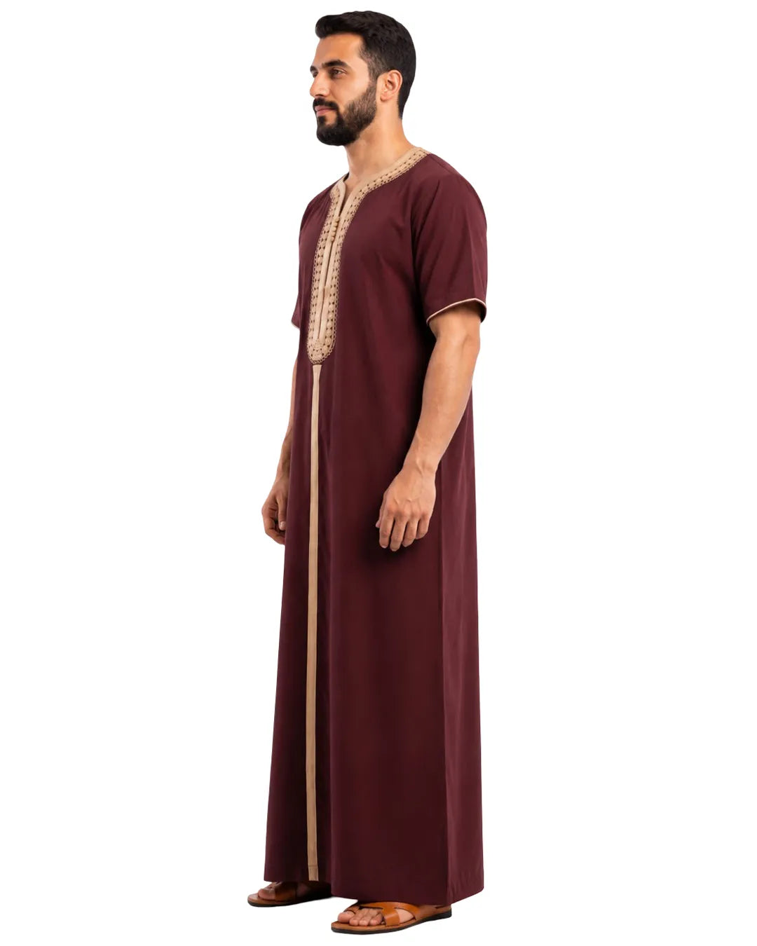 جلابية الخز الكلاسيكية باللون العنابي للرجل العصري
