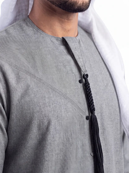 Medium Grey Emirati Thobe - Reda 1865 Valdilana Exclusive Super 150's Fabric made In Italy 100% Wool