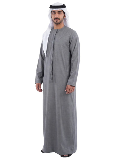 Medium Grey Emirati Thobe - Reda 1865 Valdilana Exclusive Super 150's Fabric made In Italy 100% Wool