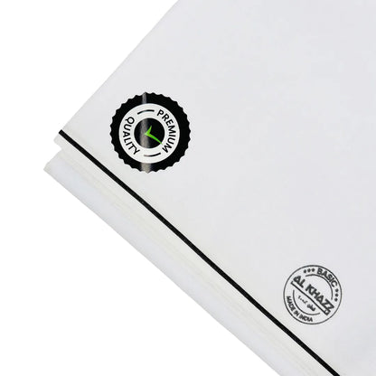AL-KHAZZ BASIC Premium Quality White Wuzar with Modern Border Style – UAE Collection