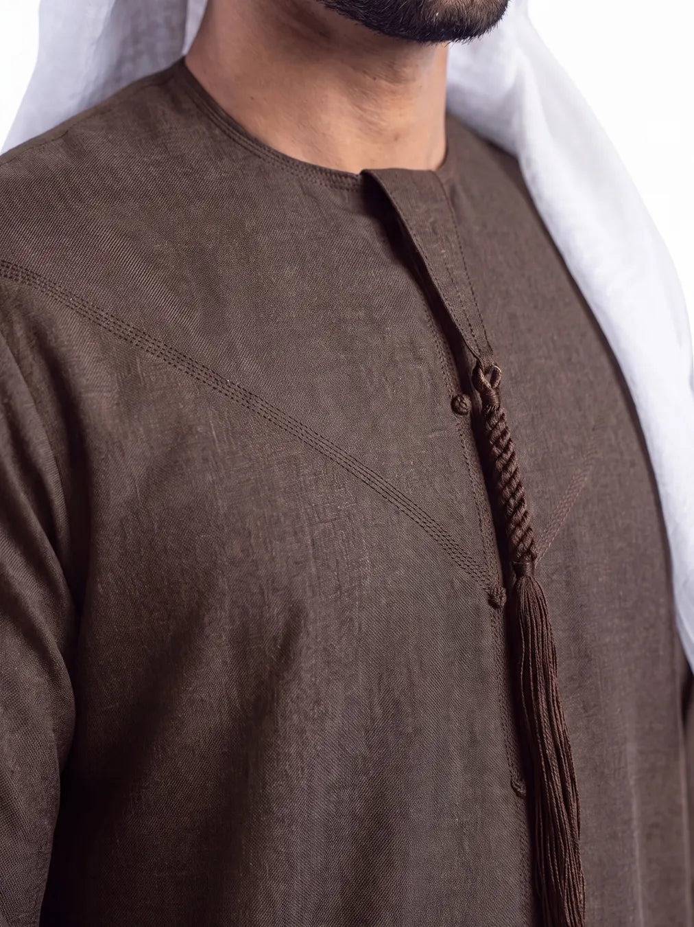 Mocha Brown  Emirati Thobe - Reda 1865 Valdilana Exclusive Super 150's Fabric made In Italy 100% Wool