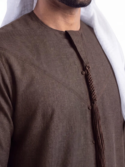 Mocha Brown  Emirati Thobe - Reda 1865 Valdilana Exclusive Super 150's Fabric made In Italy 100% Wool