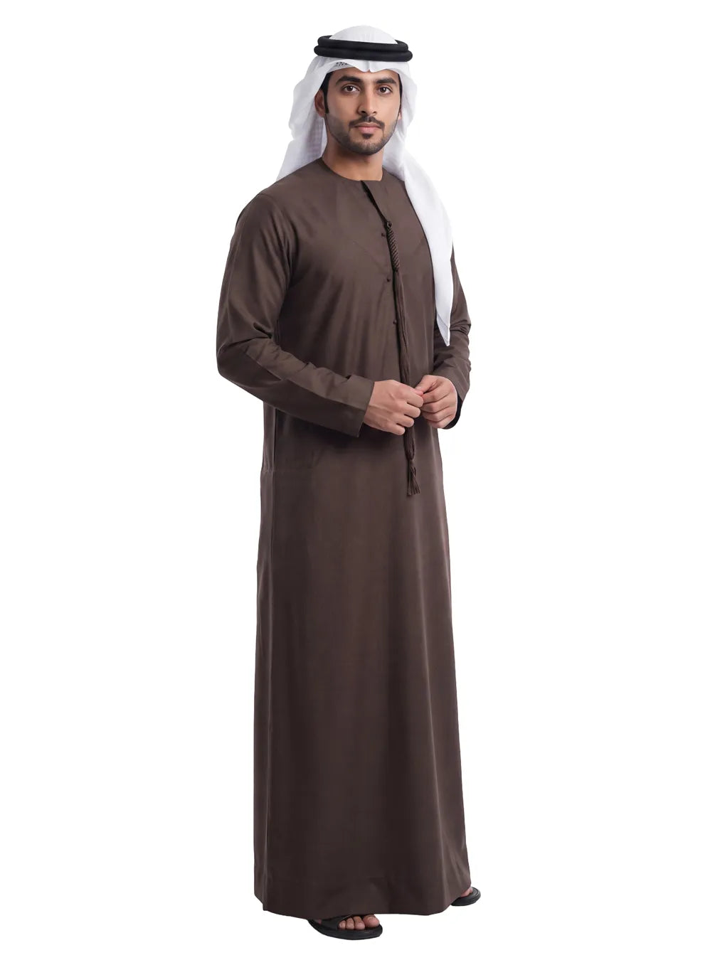 Mocha Brown  Emirati Thobe - Reda 1865 Valdilana Exclusive Super 150's Fabric made In Italy 100% Wool