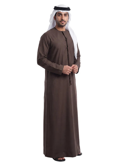 Mocha Brown  Emirati Thobe - Reda 1865 Valdilana Exclusive Super 150's Fabric made In Italy 100% Wool