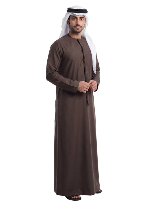 Mocha Brown  Emirati Thobe - Reda 1865 Valdilana Exclusive Super 150's Fabric made In Italy 100% Wool