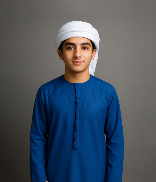Navy Blue Youth Arabic Kandura Emirati thobe for boys UAE