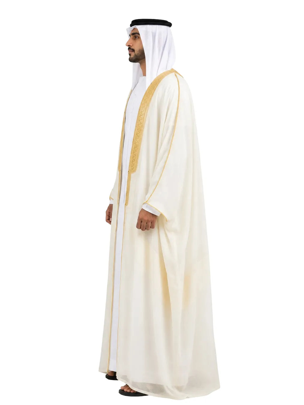 Noble  Light Cream Bisht with Gold Embroidery