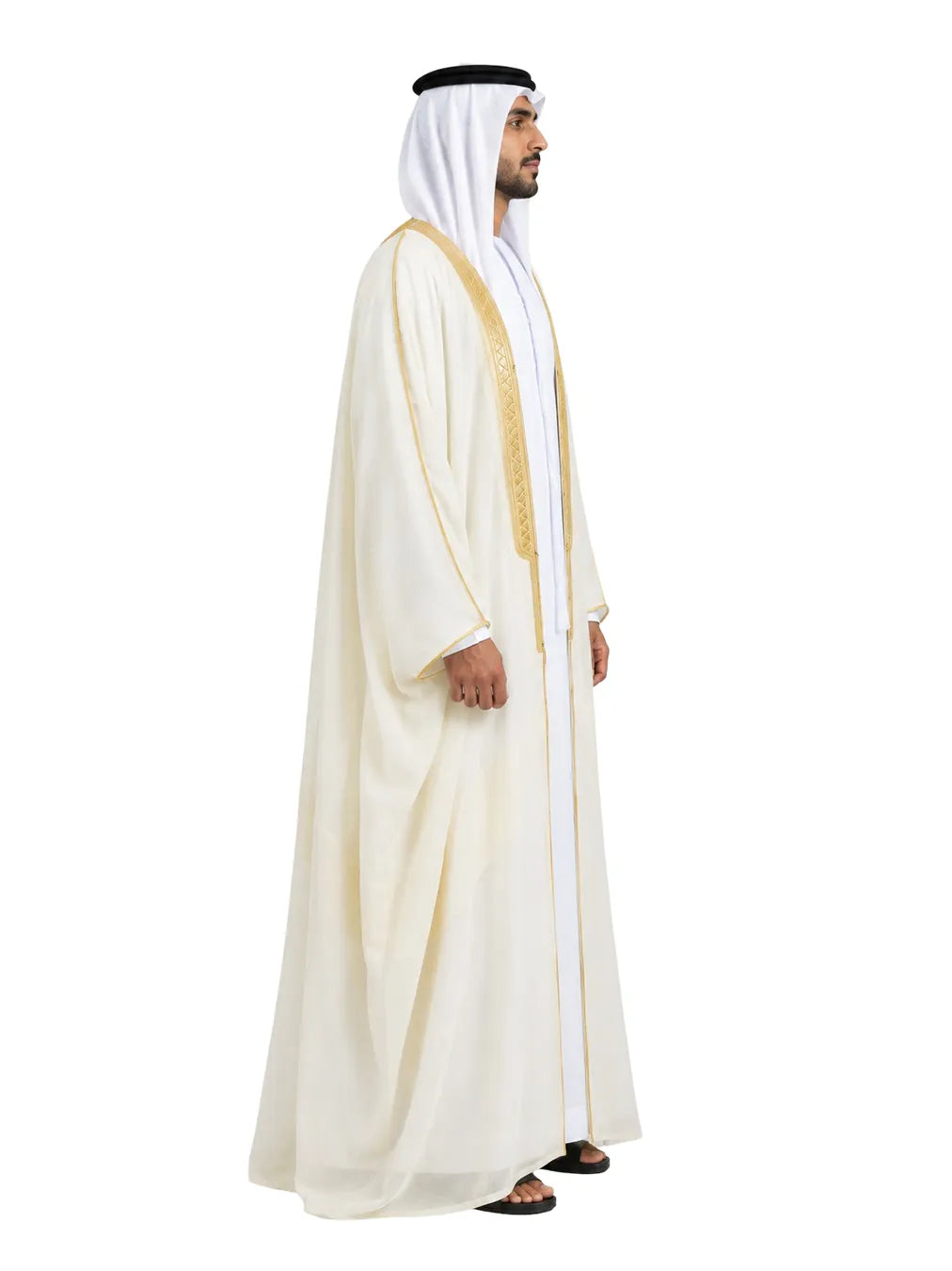 Noble  Light Cream Bisht with Gold Embroidery