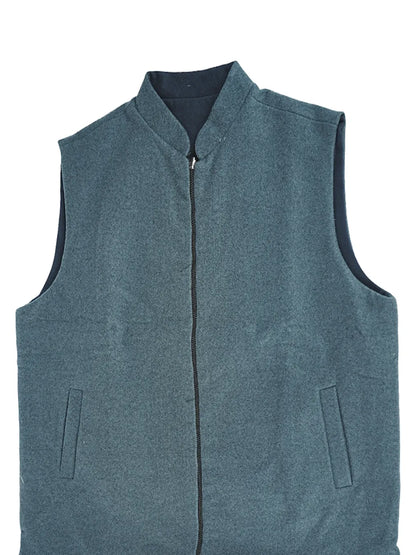 PREMIUM STEEL BLUE SLEEVELESS WINTER JACKET WITH ZIP