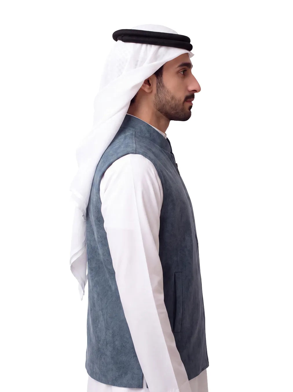 PREMIUM STEEL BLUE SLEEVELESS WINTER JACKET WITH ZIP