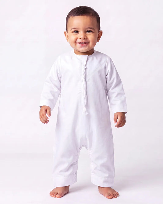 Premium Baby Kandura Romper – 100% Japanese Fabric | Soft, Breathable & Gentle on Baby's Skin