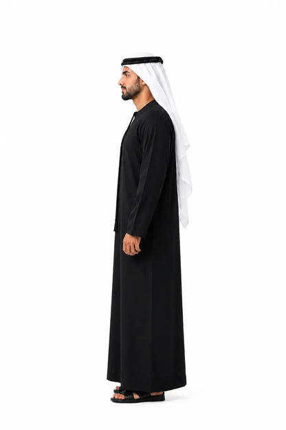 Black Kandura for Men – Emirati Style Thobe