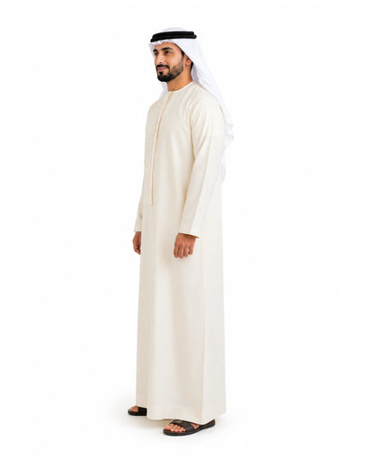 Premium Light Cream Emirati Kandura for Men | Traditional UAE Thobe