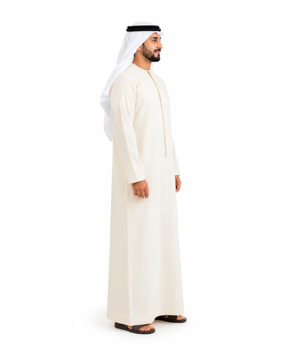 Premium Light Cream Emirati Kandura for Men | Traditional UAE Thobe