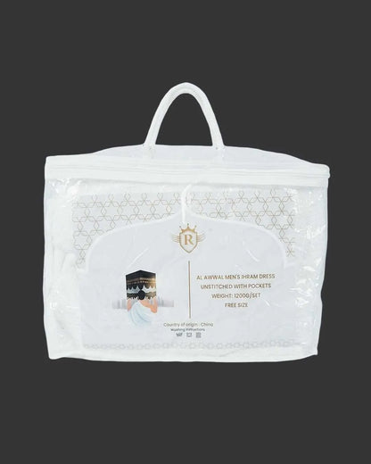 Premium-Men's-Ihram-Set–Soft-Cotton-with-Pockets-Hajj-&-Umrah-Essentials