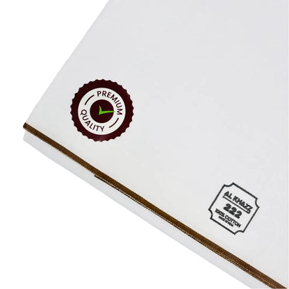 Al Khazz 222 White Wuzar with Color Border Collection – Premium Cotton Wear-UAE